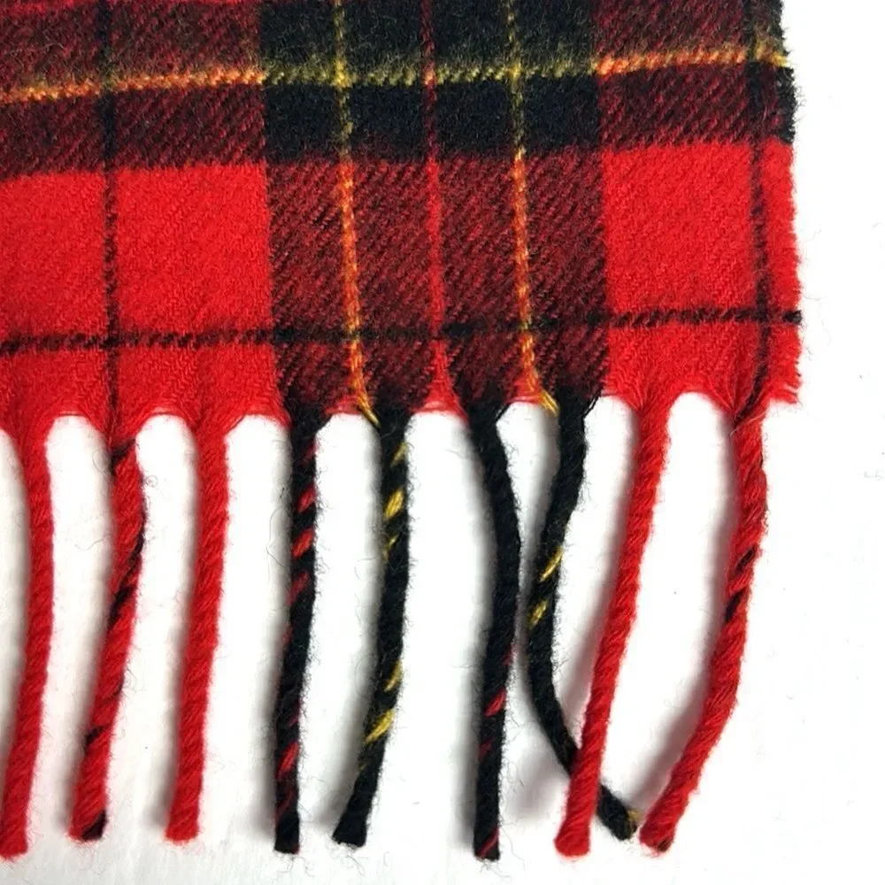 CHRISTOPHER HAYES Vintage Wool Plaid Red and Black Scarf made in England Unisex